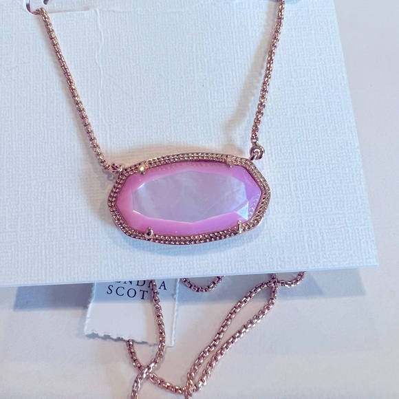NWT Kendra Scott Delaney Necklace Lavender Pearl & Rose Gold Rare & Retired😊 - Picture 12 of 14